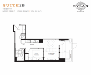 Floor plan, 1bed, The Dylan Condominiums