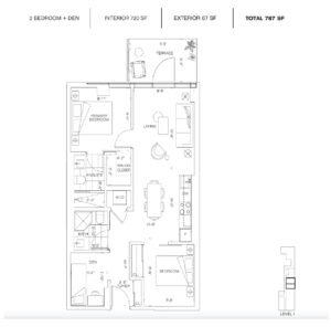 2 Bedroom + Den, Floor Plan-Six99 Sheppard