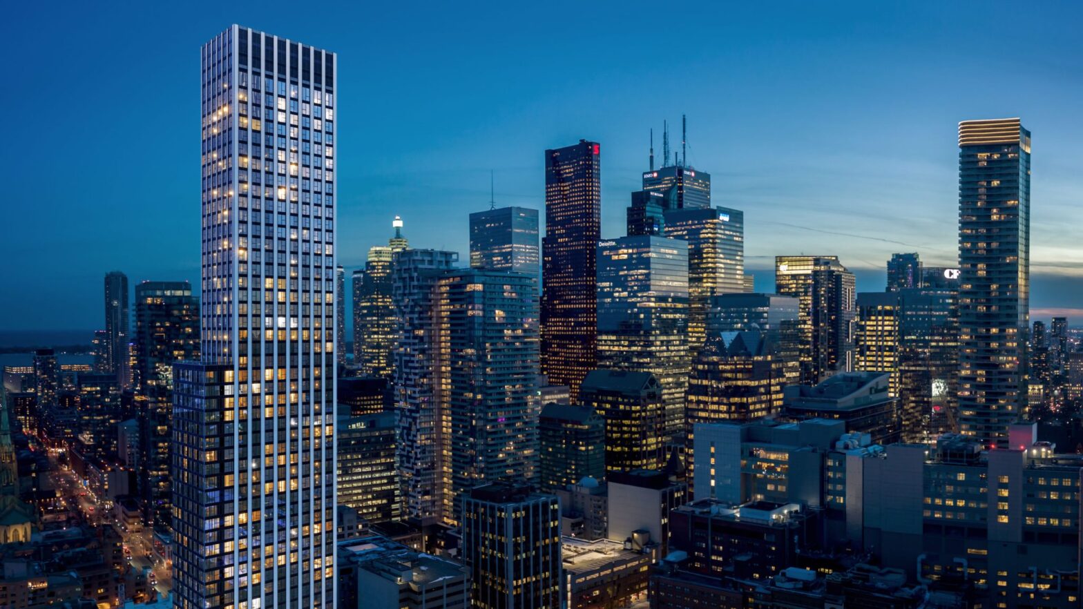 The view of skyline from Queen Church Condos,2027. These new condos will become some of the most sought after homes in the GTA due to their location in the city. Firstclassrealty