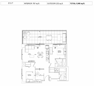 Floor Plan, 2 Bed, North Core Condos