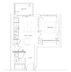 1 Bedroom, Post Condos - Floor Plan.