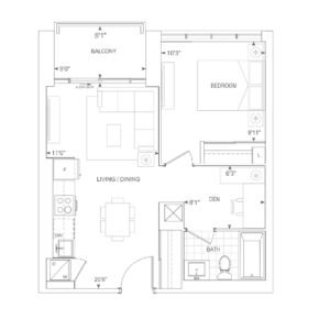 2Bedroom + Den, Post Condos - Floor Plan.
