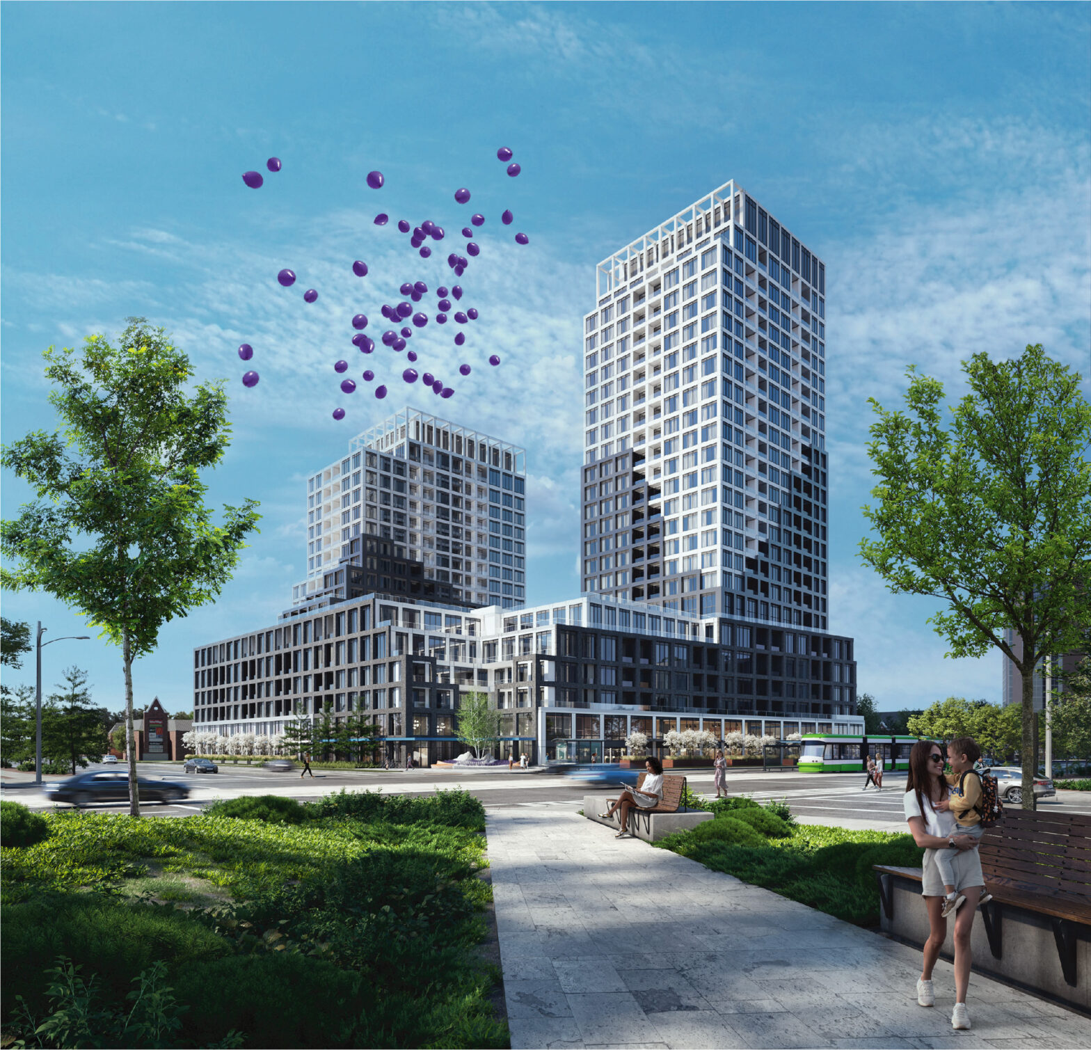 The exterior view of Above Condos,2026. This condo is poised to add vibrancy with its two-storey towers â€“ reaching 23 and 17 storeys.