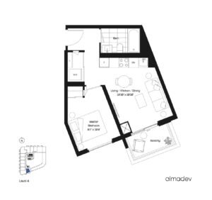 1 Bed, Floor Plan - LSQ Condos