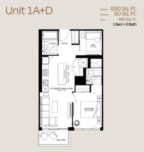 1 Bedroom - Floor plan, Exhale Condos,2026