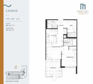 Floor Plan, 1 Bed +Den, Marquis Condos.