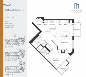 Floor Plan, 2 Bed, Marquis Condos.