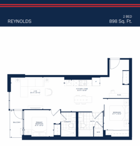 Floor plan, 2 Bed, Station No.3.