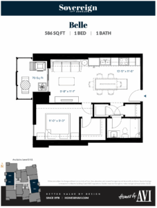 Floor Plan, 1 Bed, Sovereign Condos.