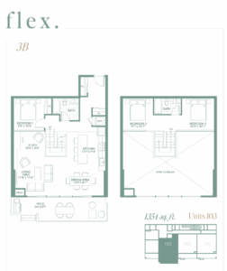 Floor Plan, 3 Bed, Flex Condos.