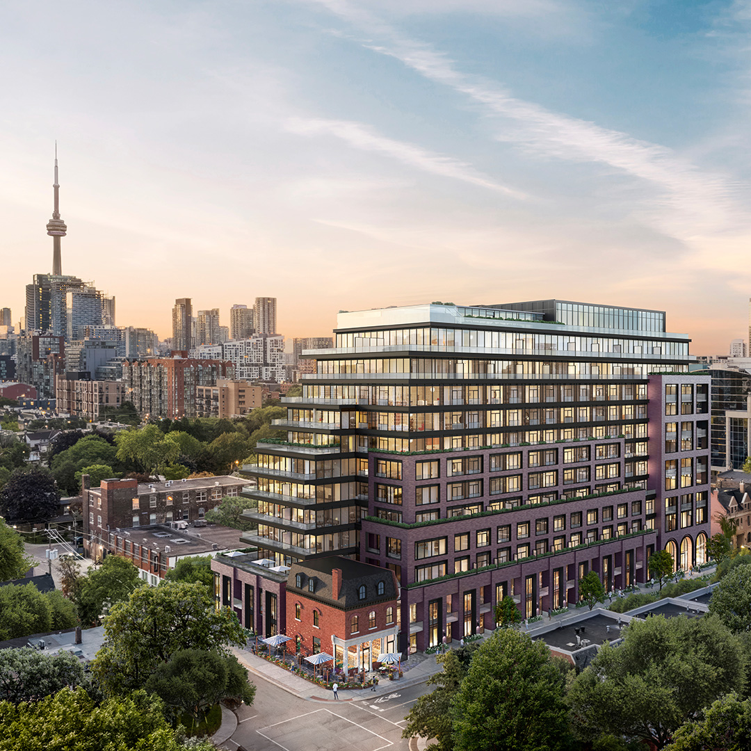 The view of Bellwood House. This 14-storey pre-construction boutique condo with 314 units will be located at 111 Strachan Ave near Strachan and King Street in the Niagara neighbourhood
