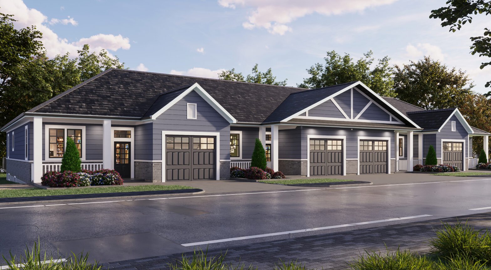 The exterior view of Springside Meadows. Springside Meadows is a new home community offering over 15 acres of parks, ponds and passive green open spaces