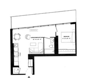 Floor Plan - 1 Bed + 1D. The 9Hundred Condos