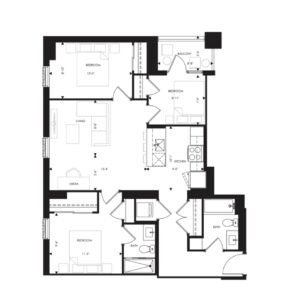 3 Bedroom. Q Condos. Floor Plan