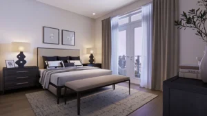 The Bedroom from the unit of Social Urban Town. Superior Features & Finishes in Every Residence