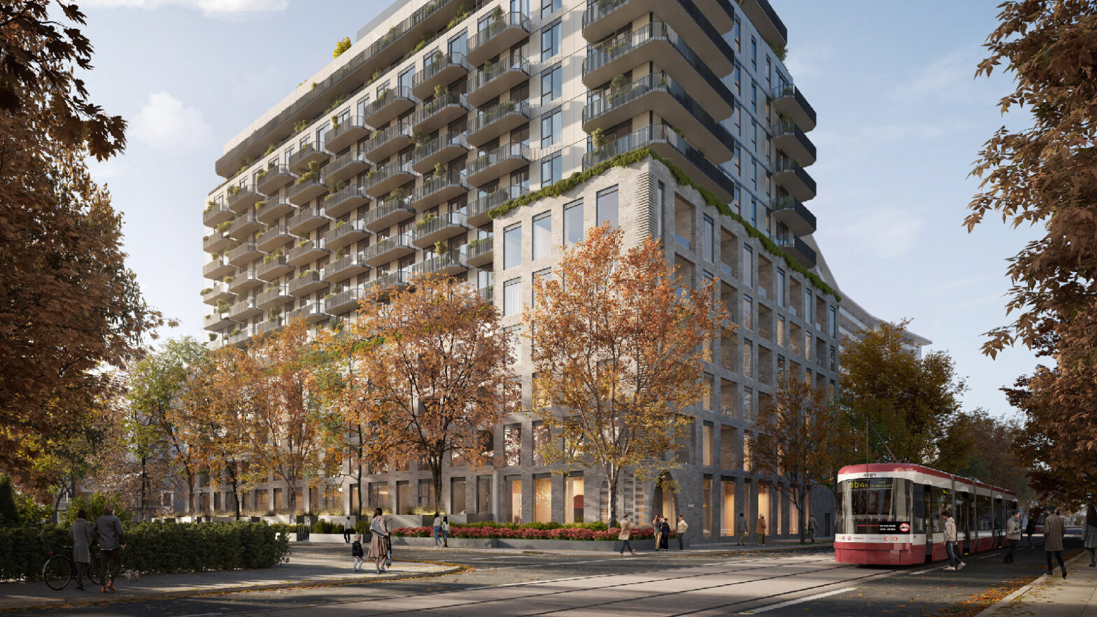 The Exterior Views of 8 Temple Condos,2023. 8 Temple Condos is a new mixed-use condominium and Townhome development by Curated Properties in Toronto.