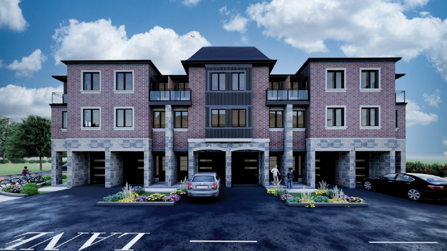 The front view of Harmony Crossing Towns.