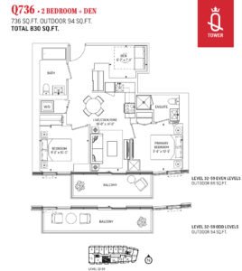2 Bed + Den-Q Tower, Floorplan. Firstclassrealty