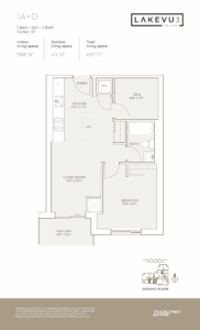 Floor Plan, 1 Bed + Den, LAKEVU 3 Condos