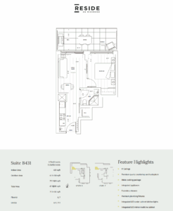 Floor Plan, 1 Bed, Reside on Richmond
