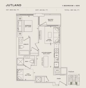 1 Bedroom+Den-Floorplan,Arcadia District Condos