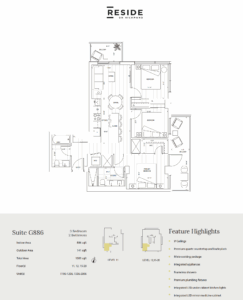 Floor Plan, 3 Bed, Reside on Richmond