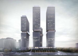 Southlands Condos Exterior, this upcoming development, situated at 77 Burnhamthorpe Road West, will encompass 4 acres of previously underutilized land, providing residents with a comprehensive array of amenities and conveniences within close reach.