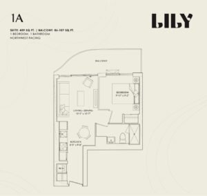Floor Plan-Lily Condos. 1 Bedroom.