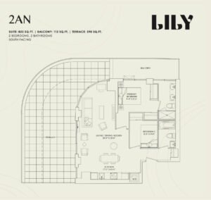 Floor Plan-Lily Condos. 2 Bedroom.