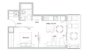 Floor Plan- Central Park COndos, 1 Bedroom