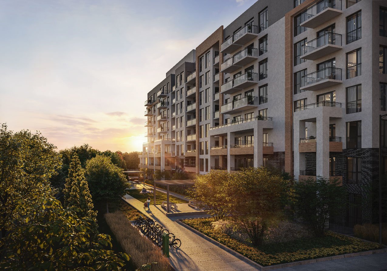 The exterior view of Mile & Creek Phase 3,2025. Along with the other thoughtfully designed Mile & Creek buildings, Phase 3 uses nature-inspired materials that harmoniously blend with the surrounding natural beauty.