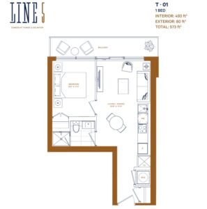 1 Bedroom Floor plan Line 5