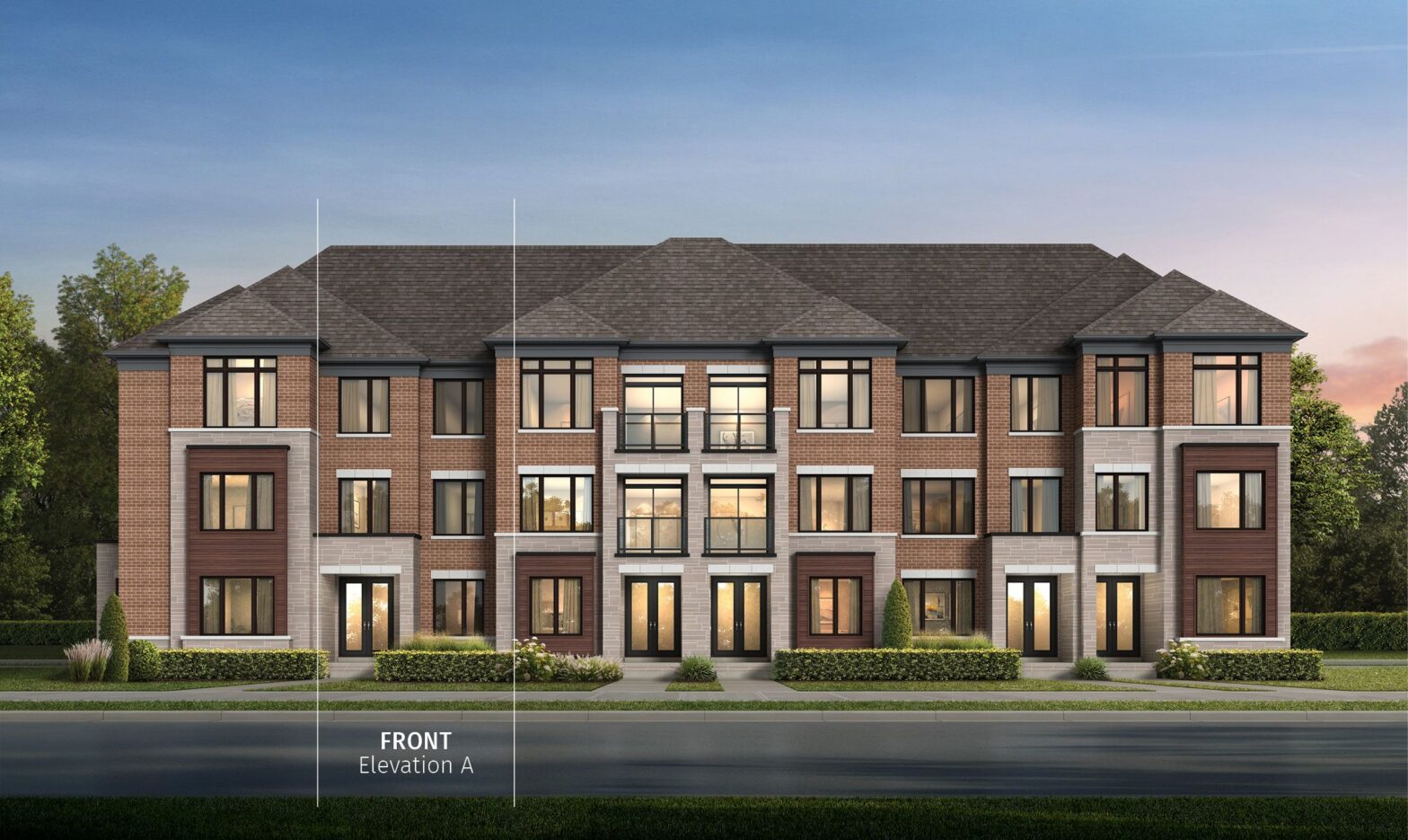 The Exterior view of Townhome from South Cornell.