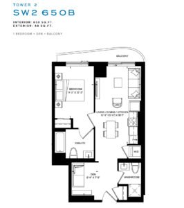 Floor Plan - 1 Bed + Den+ Balcony,SXSW Ravine Towns,2026.