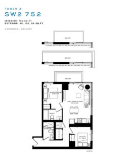 Floor Plan - 2 Bed + Balcony,SXSW Ravine Towns,2026.