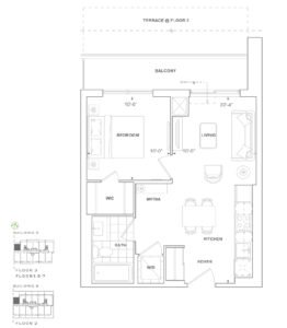 1 Bedroom, Floor plan -Joy Station Condos