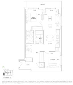 2 Bedroom + 1 Den, Floor plan -Joy Station Condos
