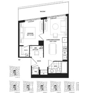 Water's edge at the Cove -- 1 Bedroom +1Den, floor plans.