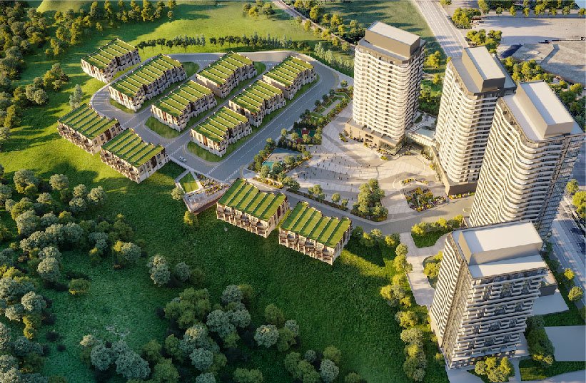 The surrounding siteplan of SXSW Ravine Towns,2026.All units will come equipped with either a balcony or terrace, the latter of which can reach sizes upward of 1,256 square feet.