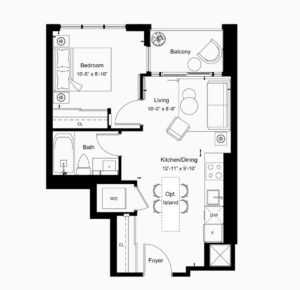 1 Bed, Floorplan,Verge Condos