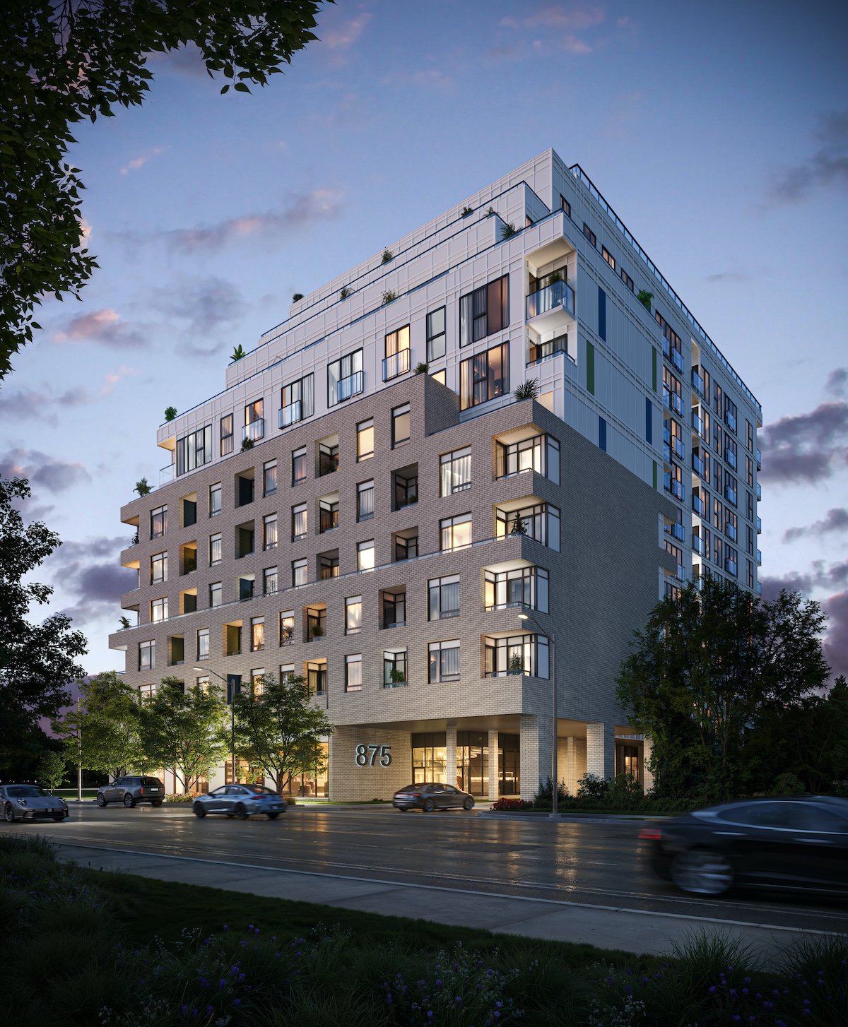 The exterior view of KÃ¼L Condos,2026. KÃ¼L Condos will be 12 storeys high, with a spacious underground parking garage for the residents and visitors of this condo