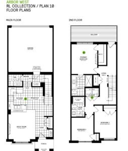 Arbor-West-floor plans, 3 bedroom-Townhome