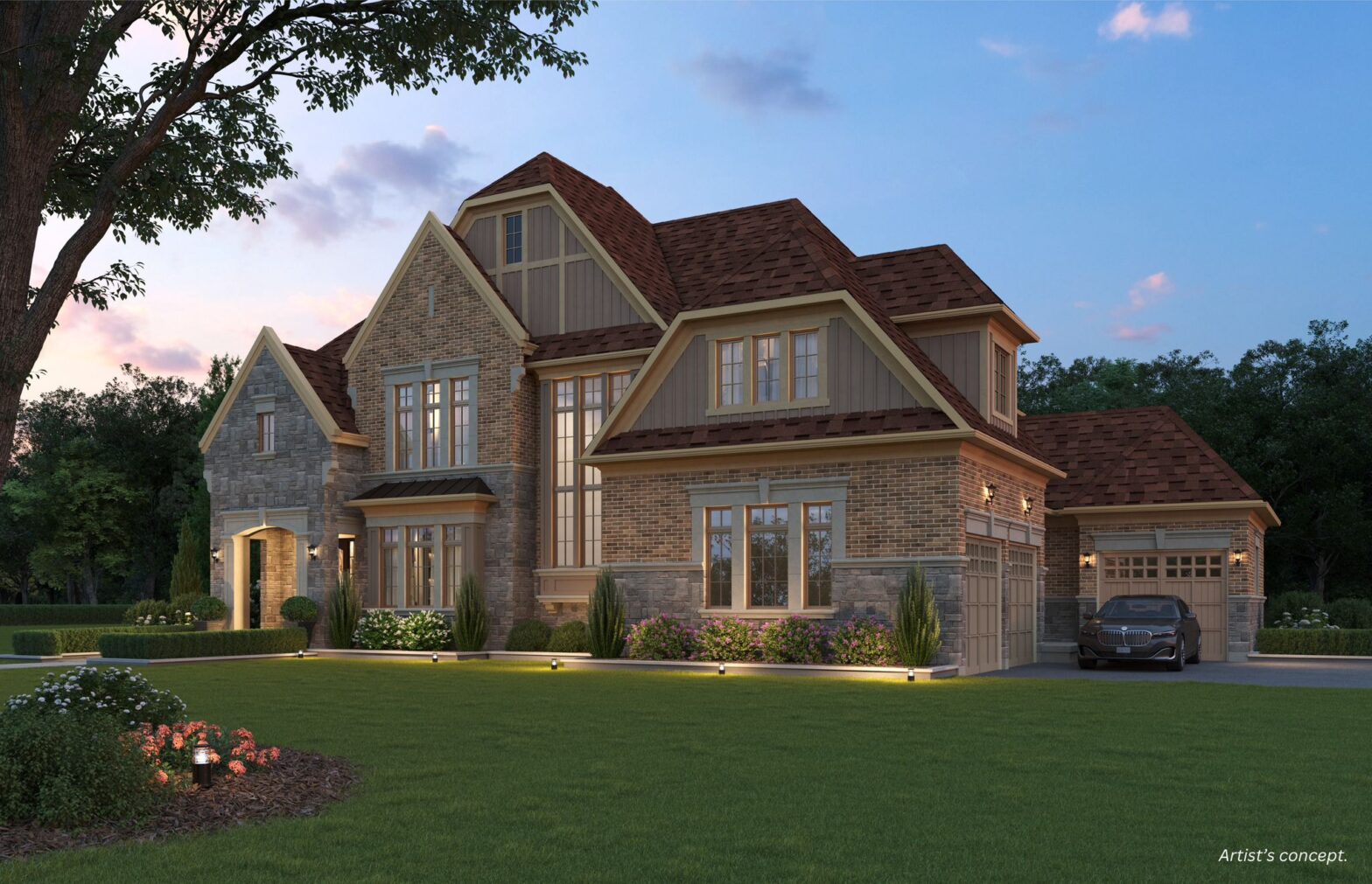 the exterior view of Belwood Estate. The homes will be designed with expansive floor plans and luxurious finishes, offering generous indoor and outdoor living spaces