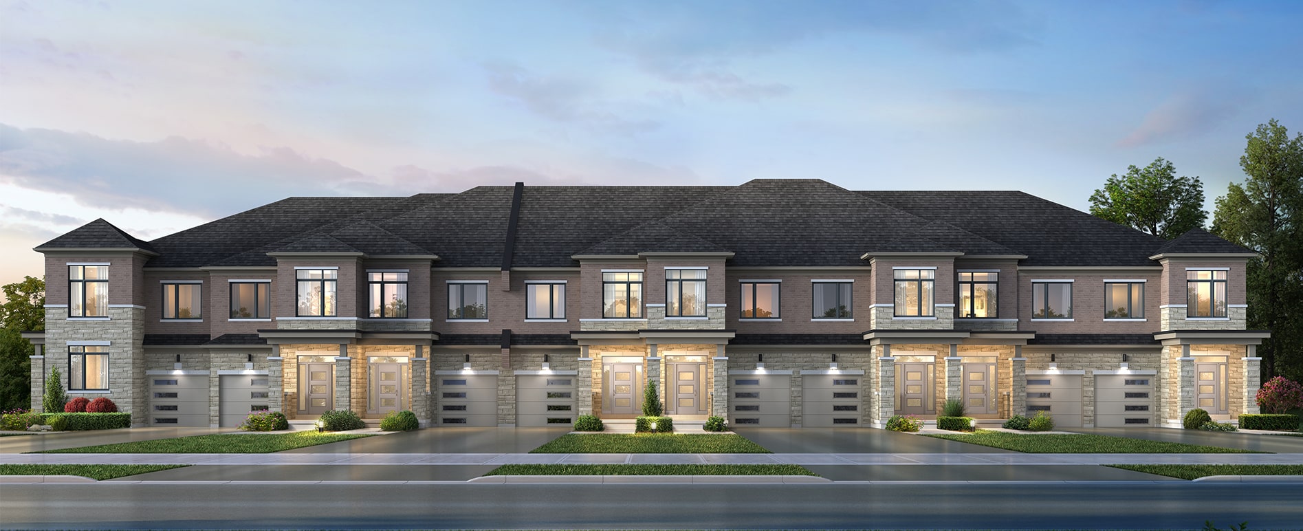 The external view of Bayview Heights, The development comprises freehold townhomes designed with premium materials and innovative layouts